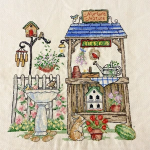 Vintage Cross Stitch Tapestry w Nature Nurture Pattern Herb Garden Art Craft DIY - Picture 1 of 15