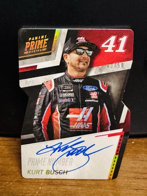KURT BUSCH 2018 Panini Prime Racing Die Cut Holo Gold 40/50 On Card Auto NASCAR - Image 1 of 2