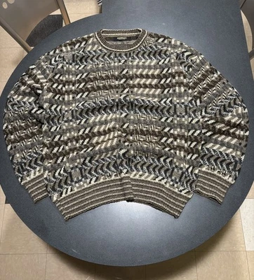 Vintage Bachrach Sweater Mens Size L Textured 3D Knit 90s Earth Tone Italy  - Image 1 of 4