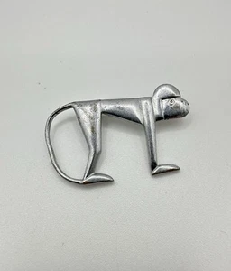 VTG Silver Metal Monkey Pin Pendant Brooch Unsigned Wearing Hat Estate Sale Read - Picture 1 of 5
