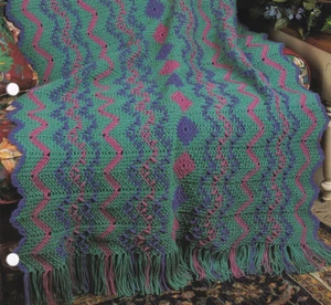 Crochet Afghan Pattern RASPBERRY RIPPLE Instructions Annie's - Picture 1 of 2
