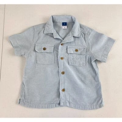 Old Navy Toddler Boys Short Sleeve Linen Blend Button Up Shirt Size 2T - Image 1 of 4