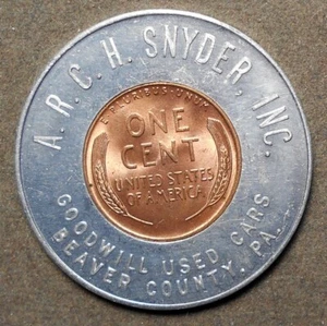 Beaver County, Pa., A.R.C.H. Snyder, Inc., Goodwill Used Cars. Encased 1946P 1c, - Picture 1 of 2