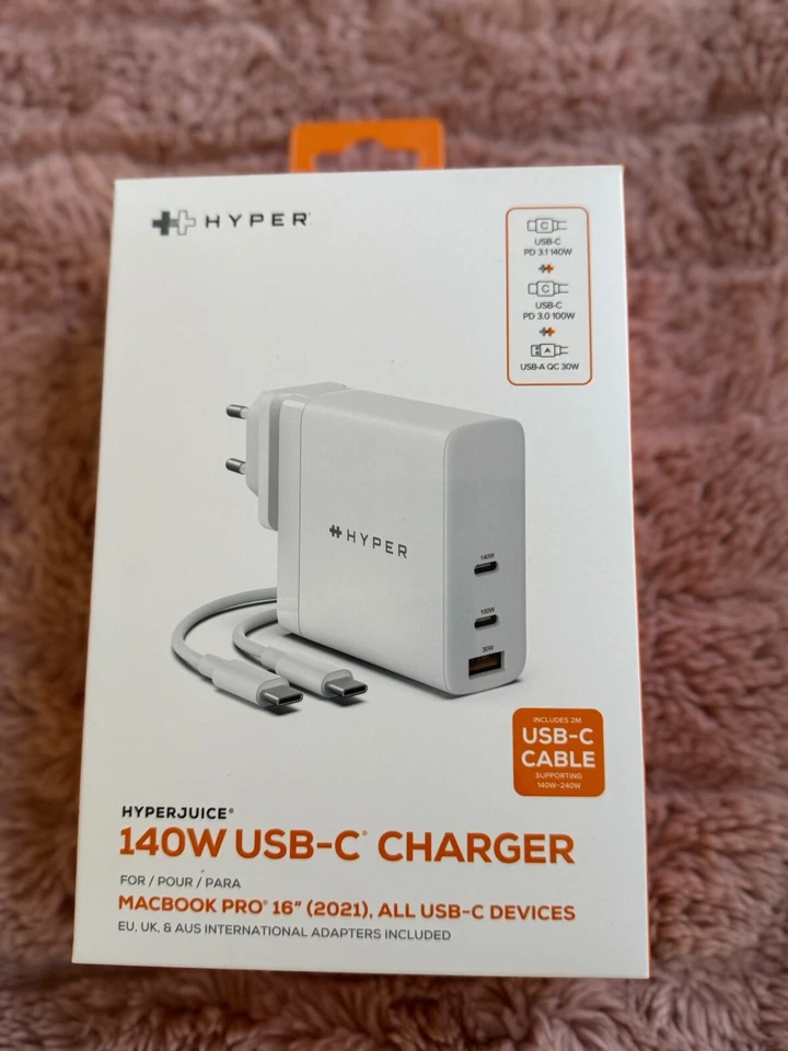 [BRAND NEW]🔥 HYPERJUICE 140w 3-Port Charger w/ USB-C Cable Included - Image 1 of 2