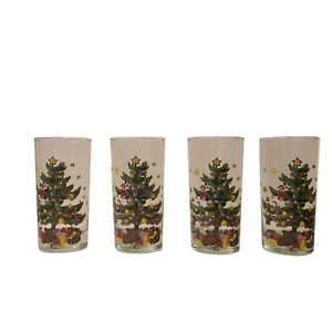 Set of 4 Nikko Christmastime Tumbler High Ball Glasses 12 oz with Original Box - Picture 1 of 12
