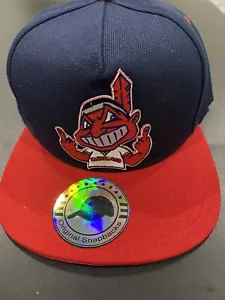 CLASSIC CHIEF WAHOO TRIBE LOGO PATCH INDIANS BASEBALL SNAPBACK CAP HAT NEW NWT - Picture 1 of 7
