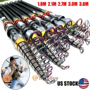 Carbon Fiber Telescopic Fishing Rod Sea 3.6m Saltwater Portable Spinning Pole US - Picture 1 of 50