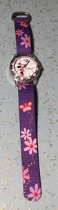 DISNEY EWATCH MINNIE MOUSE TIME LEHRERUHR mit PINK BLUMEN auf LILA BAND - Bild 1 von 14