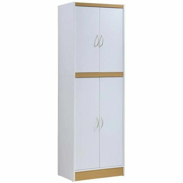 Hodedah HI224 WHITE 4 Door Cabinet - Brown