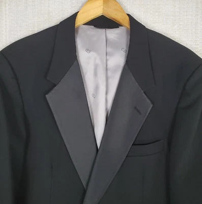 VTG CHRISTIAN DIOR MONSIEUR Size 44R Mens Tuxedo Dinner Jacket Notch Lapel Black - Image 1 of 4
