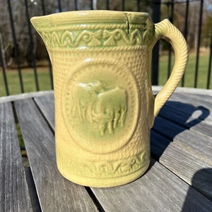 A.E. Rumpf Yelloware Salz glasiertes Steinzeug Weidekühe Krug/Milchkrug Vintage - Bild 1 von 10