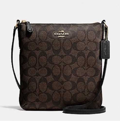 Tracolla Coach nuova con etichetta firmata nord sud F37490 firmata tela rivestita