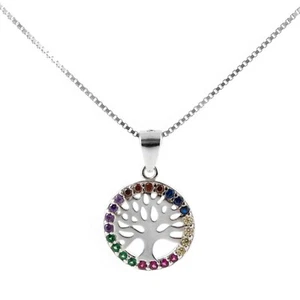 Cadena árbol de la vida plata 925, rodinizada, 45 cm, caja de joyas (certificado FSC) - Imagen 1 de 3