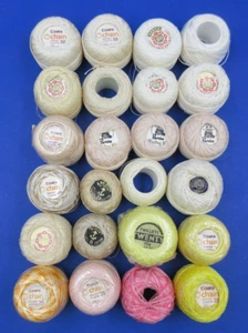 BULK LOT.. 20 x ASSORTED YELLOW, GOLD, WHITE, TAN & BEIGE CROCHET COTTONS - Picture 1 of 6