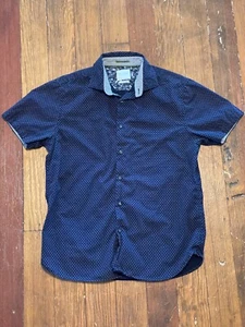 Denim & Flower Ricky Singh Mens Button Up Shirt Circle Dots Size M,Slim Fit - Picture 1 of 3