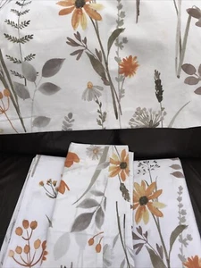 Dunelm Double Duvet Cover Set - Autumn Meadows - Orange With Oxford Pillowcases - Picture 1 of 12