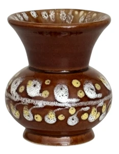 Vintage Gmundner Keramik Austria Keramik Vase braun gelb weiß handbemalt - Bild 1 von 8