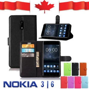 Wallet Leather Card Pocket Flip PU Shockproof Case Cover For Nokia 3 | Nokia 6 - Picture 1 of 5