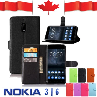 Wallet Leather Card Pocket Flip PU Shockproof Case Cover For Nokia 3 | Nokia 6 - Image 1 of 4