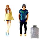 3Pcs 1:64 Scale Tiny Boy and Girl Figures with Suitcase S Gauge Trains