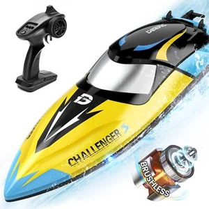 DEERC Brushless RC Boat, 30+ mph Fast Remote Control Boat with LED Lights - Picture 1 of 9