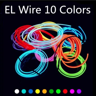EL Wire Flexible LED Strip String light Car Decoration With 6mm Sewing Rope Tube - Image 1 of 4