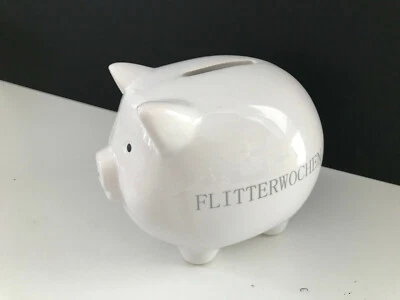 Sparschwein Hochzeit 10cm Geldgeschenk Spardose Keramik weiß Flitterwochen GUN - Bild 1 von 2