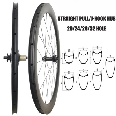 Juego de ruedas de carbono para bicicleta de carretera 700C cubierta sin cámara 28 mm ancho 40 45 50 55 mm profundidad  Foto 1 de 4