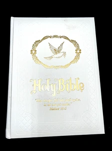 Vintage Gibson Holy Bible Wedding Edition KJV Red Letter White Hardcover – 1970s - Picture 1 of 15