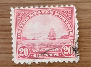 1931' US 20c Golden Gate Stamp Scott 698 Rotary Press Carmine Rose Cancelled - Picture 1 of 2