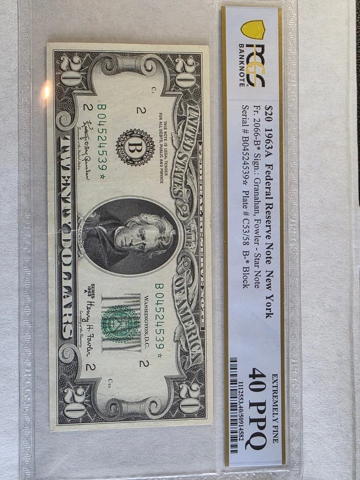 $20 1963A STARNOTE PCGS 40 PPQ New York Fr. 2065-B Scarce Type High Grade - Image 1 of 4