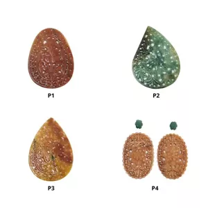Pera ovalada de pera tallada a mano multicolor tallada a mano natural de cuarzo sin tratar - Imagen 1 de 5