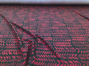 Printed Liverpool Textured Fabric 4 way Stretch Burgundy Black Abstract O270 - Picture 1 of 1