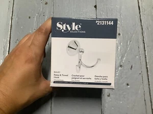 Style Selections Bailey Robe & Towel Hook in Chrome Double Hook #2131144 - Picture 1 of 1