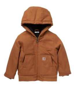 Boys 18M -Carhartt CP8552 Brown -Canvas Insulated Quilted Hooded Active Jacket - Picture 1 of 7