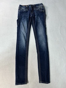 Pantalones de mezclilla ajustados Rock Revival Pearl para mujer 25x31 elásticos tiro bajo - Imagen 1 de 12