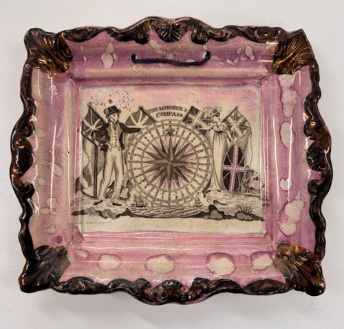 Antique Sunderland pink lustre Plaque The Mariners Compass Jack Tarr ...