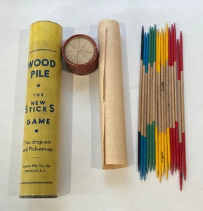 Vintage Wood Pile The New Sticks Gioco Pick Up Sticks Gropper Mfg Co. Brooklyn - Foto 1 di 6