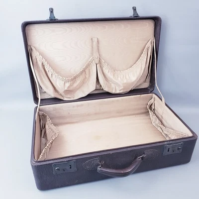 Винтажный коричневый воловья кожа чемодан дорожный чехол 1930-х - Изображение 1 из 4