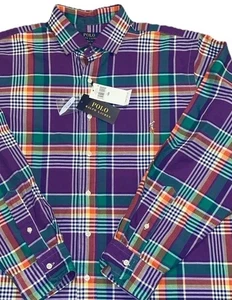 NUEVO CON ETIQUETAS Polo Ralph Lauren Hombres Clásicos 1XB Púrpura Cuadros Larga Slv Botón Camisa $125 - Imagen 1 de 10