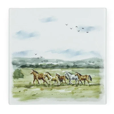 Wild Horses Square Glass Worktop Protector - Large Kitchen Chopping Board Gift - Image 1 of 2