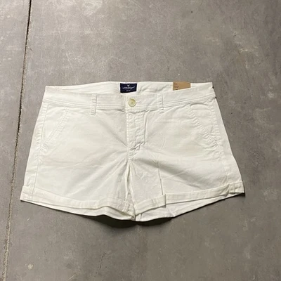 Pantalones Cortos Para Mujer American Eagle Talla 12 Tiro Bajo Blanco Midi Elástico Denim Nuevo con Etiquetas Foto 1 de 4