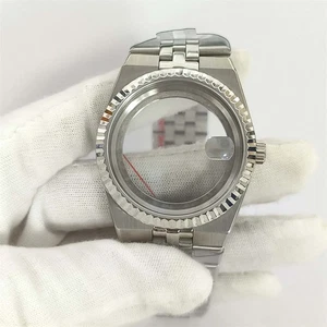39.5MM Steel Watch Case With Strap Sapphire Crystal Glass For NH35/36 Movement - Picture 1 of 10