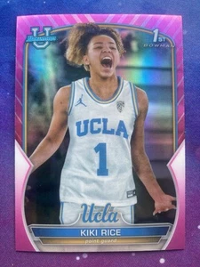 Kiki Rice 2022-23 Bowman University Chrome #24 Pink Refractor UCLA 1st Bowman - Bild 1 von 2