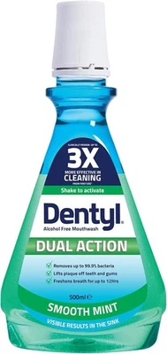 Dentyl Dual Action Mouthwash 500ml Smooth Mint Plaque Reducing Fresh