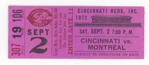 9/2/72 Montreal Expos at Cincinnati Reds Ticket Stub - Picture 1 of 2