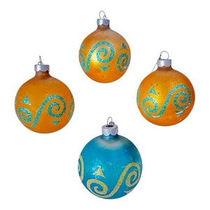 Plantilla remolino de vidrio mate vintage de 2,25" bolas de Navidad adornos brillo EE. UU. - Imagen 1 de 7