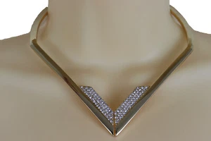Sexy Mujeres Fiesta Club Oro Metal Hilo Moda Joyería Gargantilla Elegante Collar V - Imagen 1 de 12