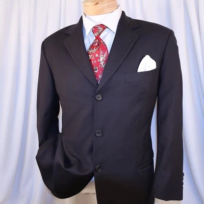 HUGO BOSS Navy Blue Solid Wool 3 Buttons Men Jacket Coat Size 40 S - Image 1 of 4