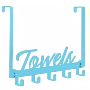 Over the Door Towel Rack Coat Hanger for Bathroom Kitchen Bedroom with 5 Hooks - Picture 1 of 12